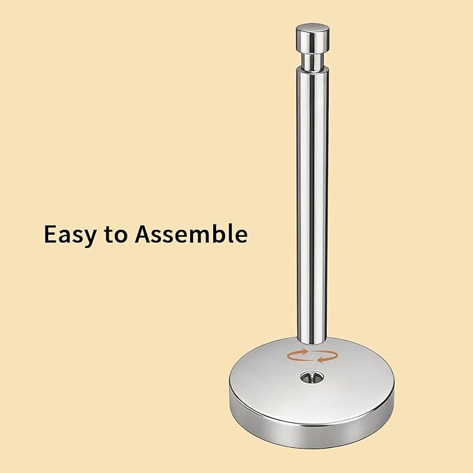 YUMORE Paper Towel Holder Countertop, Paper Towel Holder with Weighted Base Non Slip, Standing Paper Towel Roll Holder for Kitchen Bathroom, Stainles Steel (Chrome) - Image 5