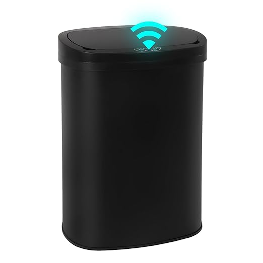 PayLessHere | 13 Gallon Stainless Steel Trash Can | Black | Automatic Touchless Lid with Motion Sensor | Kitchen Garbage Can with Waterproof Design | for Home, Office, Bathroom | Pack of 1 by PayLessHere