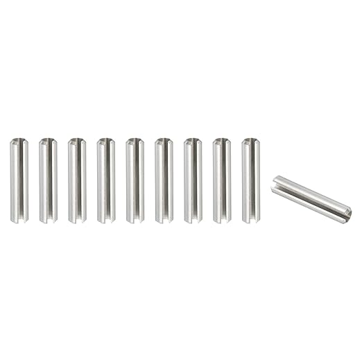 PATIKIL Slotted Spring Pin, 10 Pcs 5/16" x 1-9/16" (8.4mm x 40mm) 304 Stainless Steel Split Roll Pins Spring Dowel for Home Improvement Automotive Machine Repair, Silver