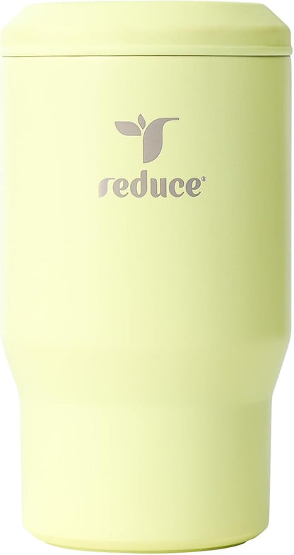 Reduce 4-in-1 Drink Cooler - Versatile Can & Bottle Holder with Vacuum Insulation - Keeps Drinks Cold Up to 4 Hours - Includes Bottle Opener - Fits Cupholders & Dishwasher Safe - 14oz - Lemon Luau