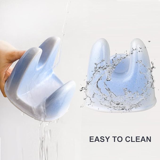 Nihow Pot Lid Holder: Stable Ceramic Pan Lid Holder for Kitchen Counter Decor/Counter top/Stove Top- Heat Resistant & Dishwasher Safe - Elegant White & Blue (1 PC) - Image 4