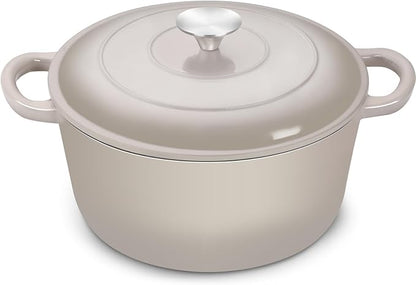 TeamFar Dutch Oven, 6QT Enameled Cast Iron Dutch Oven Cooking Pot with Lid & Dual Handles, for Bread Baking Braising Stewing, Heavy Duty & Non Stick, Oven & All Stovetops Safe - Khaki by TeamFar