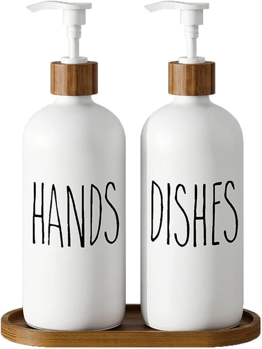 Dish Soap Dispenser for Kitchen Sink.Glass Hand Soap Dispenser, Modern Farmhouse Decor for Bathroom,Kitchen Sink Decor by Aeakey