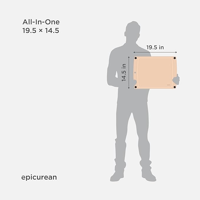 Epicurean All-In-One Cutting Board with Non-Slip Feet and Juice Groove - Non-toxic, Dishwasher Safe,Made in the USA, 19.5" x 14.5", Natural - Image 4