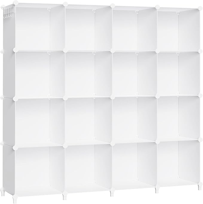 HOMIDEC Closet Organizers and Storage, 16 Cube Storage Organizer, Closet Organizer Bookshelf Cubes Shelves for Clothes, Bedroom, Kids Room, Bathroom, Wardrobe, Garment Racks, White - Image 8