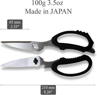 CANARY Japanese Kitchen Scissors Heavy Duty 8.2", Made in JAPAN, Dishwasher Safe Come Apart Blade, Multipurpose Kitchen Scissors, Sharp Serrated Japanese Stainless Steel, Black - Image 2