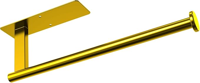 CUXIXA Paper Towel Holder Under Cabinet, Upgraded Adhesive Paper Towel Holder Wall Mount for Kitchen, Bathroom, RV, Bend-Resistant, Self-Adhesive or Drill mounting, Stainless Steel, Gold by CUXIXA