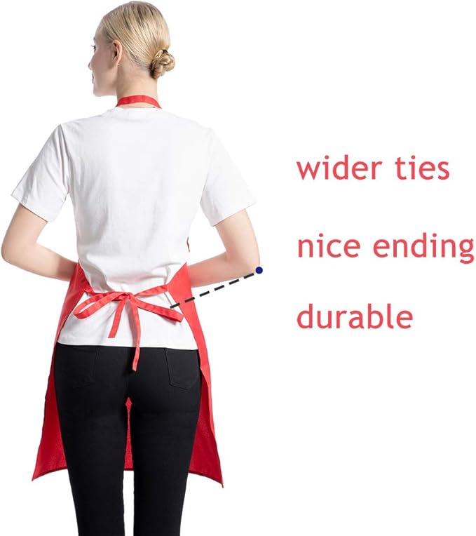 Total 12 PCS Plain Red Bib Apron for Women Men Adult with 2 Front Pockets Cooking Kitchen Baking BBQ(True Red-12pcs) - Image 5