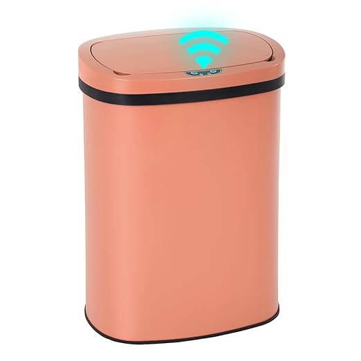 PayLessHere | 13 Gallon Stainless Steel Trash Can | Pink | Automatic Touchless Lid with Motion Sensor | Kitchen Garbage Can with Waterproof Design | for Home, Office, Bathroom | Pack of 1 by PayLessHere