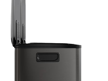 GarveeHome 2 x 4 gal Stainless Steel Double Trash Can with Lid for Kitchen, Large Dual Trash and Recycle Bin Combo, Step-on Kitchen Metal Garbage Cans, PP Inner Buckets, Liner Rim, Black - Image 6