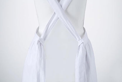 Hyzrz Retro Adjustable Ruffle Aprons with Pockets for Women Girls Vintage Cross Back Pinafore Dress Maid Costume Apron