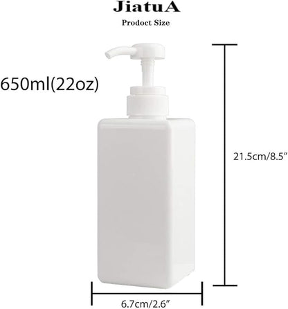 Pump Bottle, Refillable Plastic Empty Lotion Soap Dispenser Liquid Container for Bathroom Shampoo and Body Wash, 22oz/650ml White 2 Pack