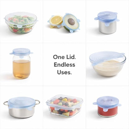 HIC Kitchen Reusable Stretch Food Storage Lids, Silicone, 13-Piece Set, Includes 12 Lids (2x 6 Sizes) Plus 1 Storage Bag - Image 5
