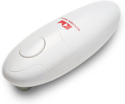 Kitchen Mama Auto Electric Can Opener: Open Your Cans with A Simple Press of Button - Automatic, Hands Free, Smooth Edge, Food-Safe, Battery Operated, YES YOU CAN (White) by KitchenMama