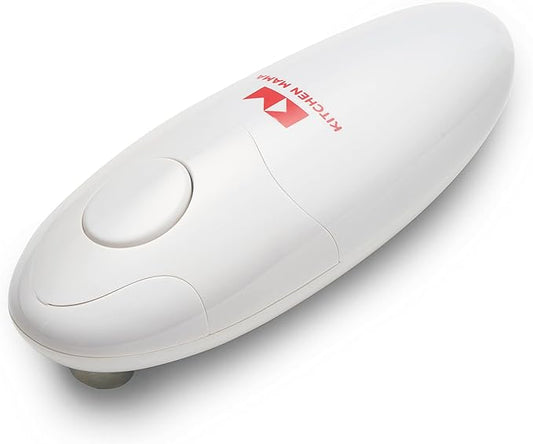 Kitchen Mama Auto Electric Can Opener: Open Your Cans with A Simple Press of Button - Automatic, Hands Free, Smooth Edge, Food-Safe, Battery Operated, YES YOU CAN (White) by KitchenMama