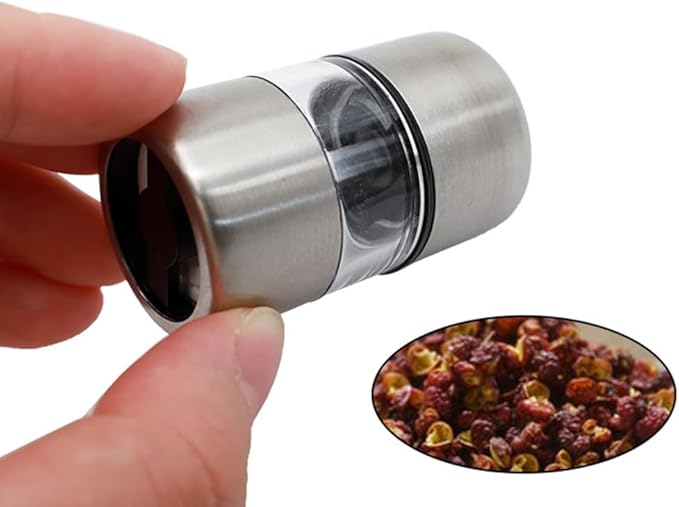 FGDTREE Portable Stainless Steel Salt and Pepper Grinder Mini Grinding Mechanism Kitchen Tool Seasoning Grinder for Cooking Use，Mini Salt and Pepper Grinder Set, Small, White