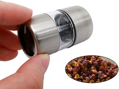 FGDTREE Portable Stainless Steel Salt and Pepper Grinder Mini Grinding Mechanism Kitchen Tool Seasoning Grinder for Cooking Use，Mini Salt and Pepper Grinder Set, Small, White