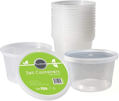 DuraHome - Deli Containers with Lids Leakproof - 40 Pack BPA-Free Plastic Microwaveable Clear Food Storage Container Premium Heavy-Duty Quality, Freezer & Dishwasher Safe (16 oz.) - Image 7