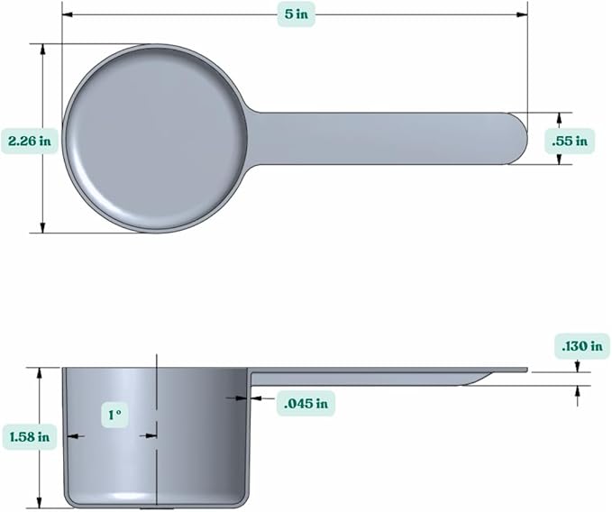 3/8 Cup (3 Oz. | 6 Tablespoon | 90 mL) Long Handle Plastic Measuring Scoop for Coffee, Protein Powder, Pet Food, Spices, Grains, Dry Goods – Food-Grade BPA-Free (Pack of 1) - Image 2