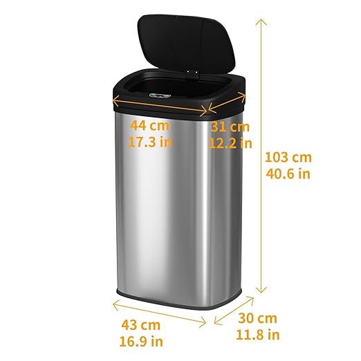 22 Gallon Big Kitchen Trash Can with Lid, Automatic Motion Sensor Garbage Can, 82 L Large Waste Bin, Stainless Steel Tall Kitchen Trash Can Metal Trash Bins for Kitchen, Home, Office