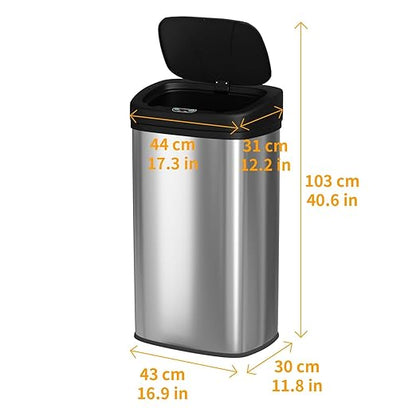 22 Gallon Big Kitchen Trash Can with Lid, Automatic Motion Sensor Garbage Can, 82 L Large Waste Bin, Stainless Steel Tall Kitchen Trash Can Metal Trash Bins for Kitchen, Home, Office