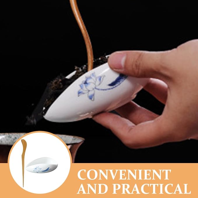 Ceramic Tea Leaf Holder Plate with Tea Spoon Scoop Coffee Bean Dosing Tray Vintage Style and Daily Use