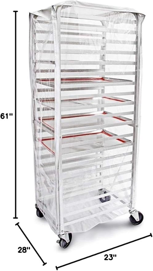 New Star Foodservice 36565 Commercial-Grade Sheet Pan/Bun Pan Rack Cover, Plastic, 20-Tier, 28" L x 23" W x 61" H, Clear - Image 6