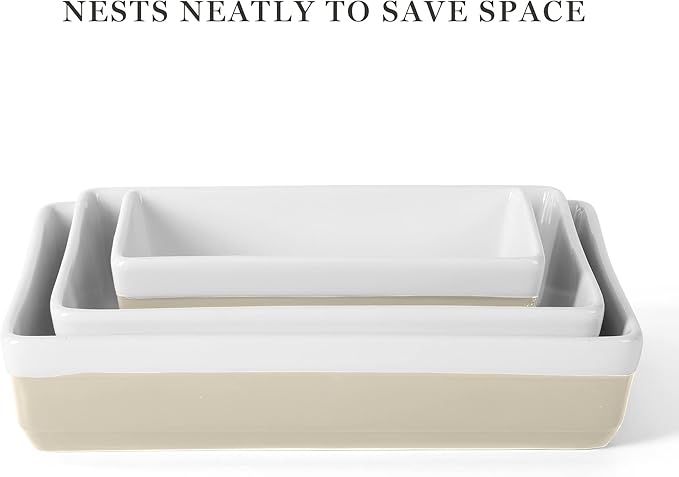 MARTHA STEWART 3-Piece Oven to Table Stoneware Bakeware Set – Baking Dish & Casserole Set – Grey – Durable Oven-Safe Bakeware for Baking and Serving - Image 5