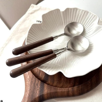 Stainless Steel Soup Ladle with Wooden Handle,Kitchen Serving Spoon。