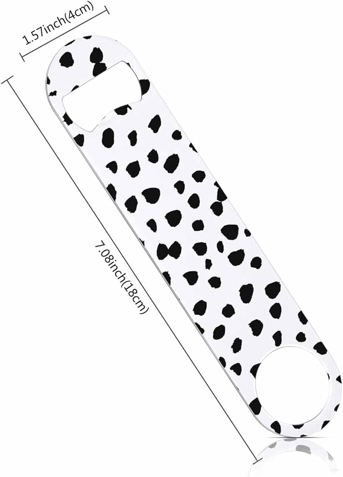 Small Dot Pattern Stainless Steel Bottle Opener Black Polka Circles with Rough Edges Abstract Doodle Trendy Flat Beer Bottle Opener Keychain for Home Kitchen Bar Restaurant Party Birthday Gift