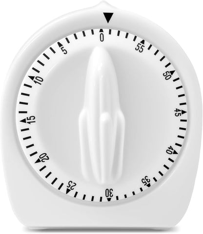 Kitchen Timers for Cooking,60 Minute Wind Up Timer,Visual Mechanical Timer,with Loud Alarm,No Batteries Required,Manual Countdown Timers for Classroom, Home, Study and Cooking (White)