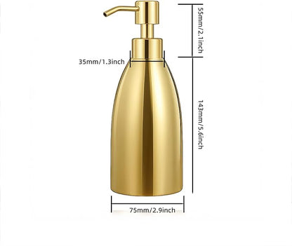 304 Stainless Steel Soap Dispenser 16oz Rust-Proof Liquid Soap Pump Bottle for Kitchen or Bathroom Countertop Hand Dish Lotion Leak-Proof (Polished Gold)