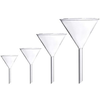 Glass Funnel Set, 4 Pcs Lab Borosilicate Glass Funnels, 100mm (170mm Length), 75mm (130mm), 50mm (90mm) & 40mm (70mm) Diameter by Young4us