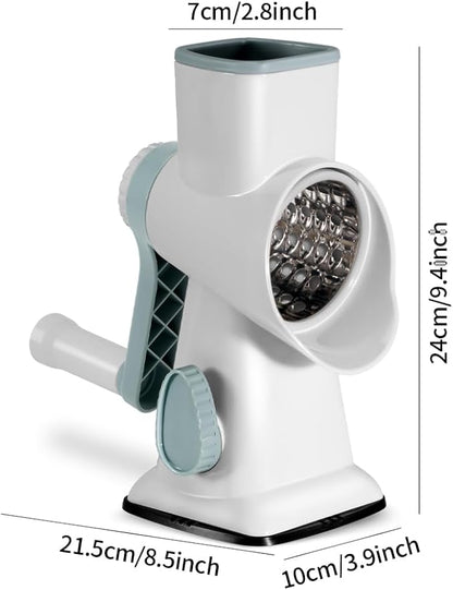 Cheese Grater Hand Crank Rotary Vegetables Shredder with Handle, 3-in-1 Graters with Interchangeable Blades and Non-slip Base Multifunctional Slicer for Kitchen - Image 3