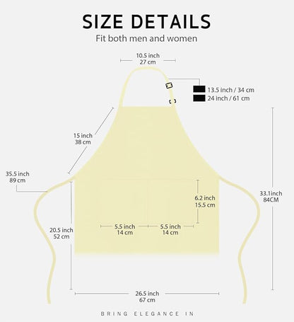 Syntus Apron for Men Women, Adjustable Cooking Kitchen Chef Aprons with 2 Pockets, Cotton/Polycotton/Polyester - Image 2