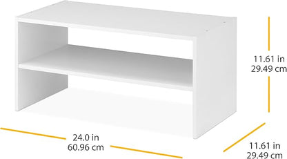 Whitmor Wood Stackable 2-Shelf Shoe Rack, White, 24 inches，2 Pack - Image 3