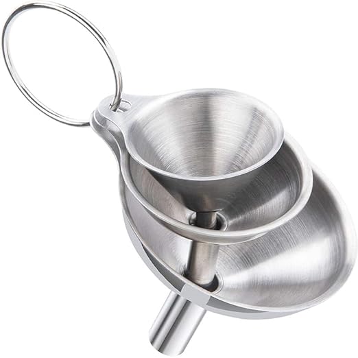 3PCS Kitchen Funnels Set,Stainless Metal Funnel for Filling Bottles - Tiny Small Medium Large for Essential Oils,Spice, Cooking,Powder,Flask，Perfume,Dry Ingredients Powde (Silver) by Unknown
