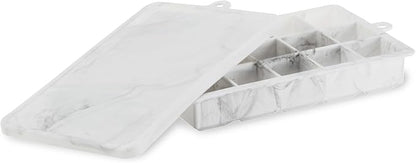 Host Ice Cube Tray with Lid, Makes 15 1.25" Cubes, Durable Silicone Trays, Perfect for Cocktails, Beverages, Mocktails, Iced Coffee, Tea, Infused Water, Kitchen Essentials, Set of 1, Marble