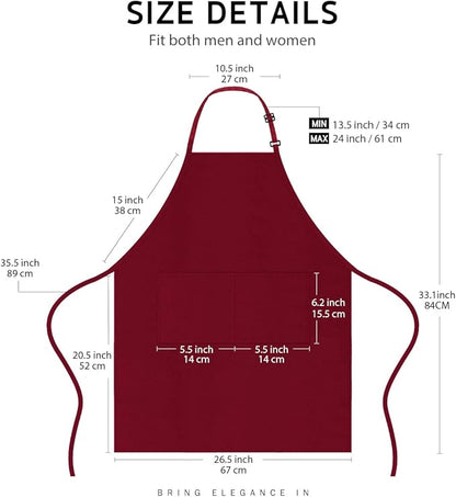 Syntus Apron for Men Women, Adjustable Cooking Kitchen Chef Aprons with 2 Pockets, Cotton/Polycotton/Polyester - Image 2