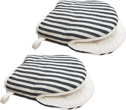 1 Pair Mini Oven Mitts,High Heat Resistant Oven Gloves,Kitchen Short Oven Mit with Hanging Loop for BBQ, Baking, Cooking and Grilling, (Balck) by CoekMoed