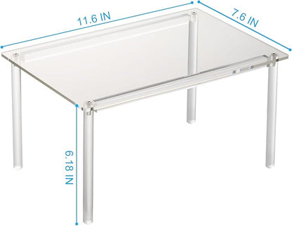 HENABLE 1 Pack Acrylic Cabinet Organizer, Kitchen Countertop Counter Organizer, Clear Spice Rack, Shelf Risers Cabinets for Bathroom, Desk, Dresser Cupboard Organizers and Storage - Image 5