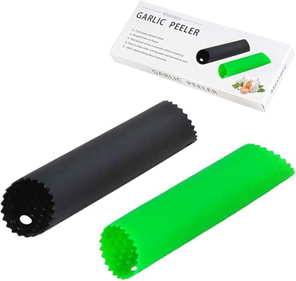 2 Set Silicone Garlic Peeler Easy Roller Tube Useful Garlic Odorfree Kitchen Tool (Black,Green) by MaxracyInc
