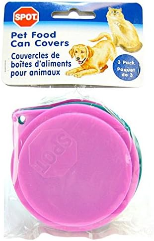 SPOT Pet Food Can Covers - Reusable Lids for Cat or Dog Food Tin -Fits 2.9 inch and 3.3 inch Diameter Cans, Fits Most Canned Foods - Durable, Easy to Use - Keeps Food Fresh - 3 Pack, Assorted Colors