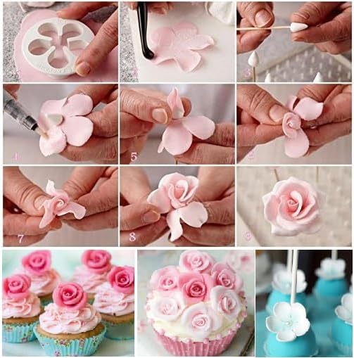 Flower Cookie Cutters,Cake Tools 44 Pcs Snowflake Cookie Cutter Cloud Fondant Cake Plunger Sugarcraft Flowers Leaf Butterfly Heart Shape Decorating Mold DIY Icing Plunger Cutters