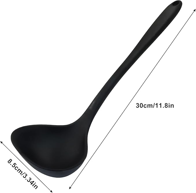 Jiozermi 2 Pcs Silicone Soup Ladle, 12-Inch Long Handle Ladle Spoon, Heat Resistant up to 600°F, Nonstick & Seamless Design for Easy Cooking and Serving, Durable and Easy to Clean - Image 2