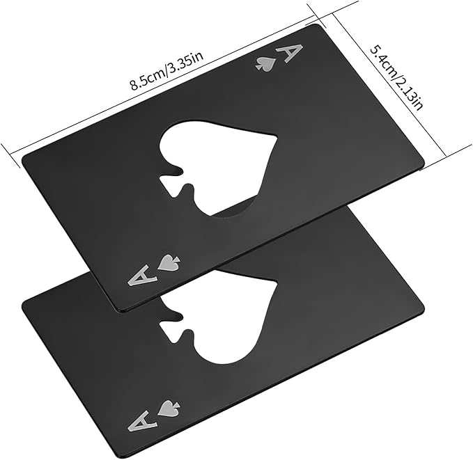 10Pcs Ace of Spades Bottle Openers, Poker Card Bottle Openers, Stainless Steel Portable Metal Credit Card Beer Bottle Can Cap Openers for Wallet Pocket Wedding Birthday Party (10, Black) - Image 2