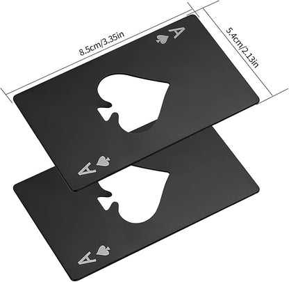10Pcs Ace of Spades Bottle Openers, Poker Card Bottle Openers, Stainless Steel Portable Metal Credit Card Beer Bottle Can Cap Openers for Wallet Pocket Wedding Birthday Party (10, Black) - Image 2