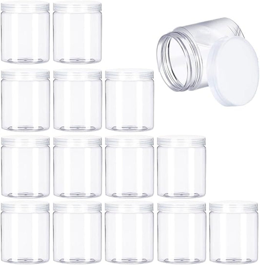 15 Pack 6oz Clear Plastic Jars Wide-mouth Storage Containers,Refillable Empty Containers for Dry Food,Dried Fruit,Seasoning and Honey Storage by Panxxsen