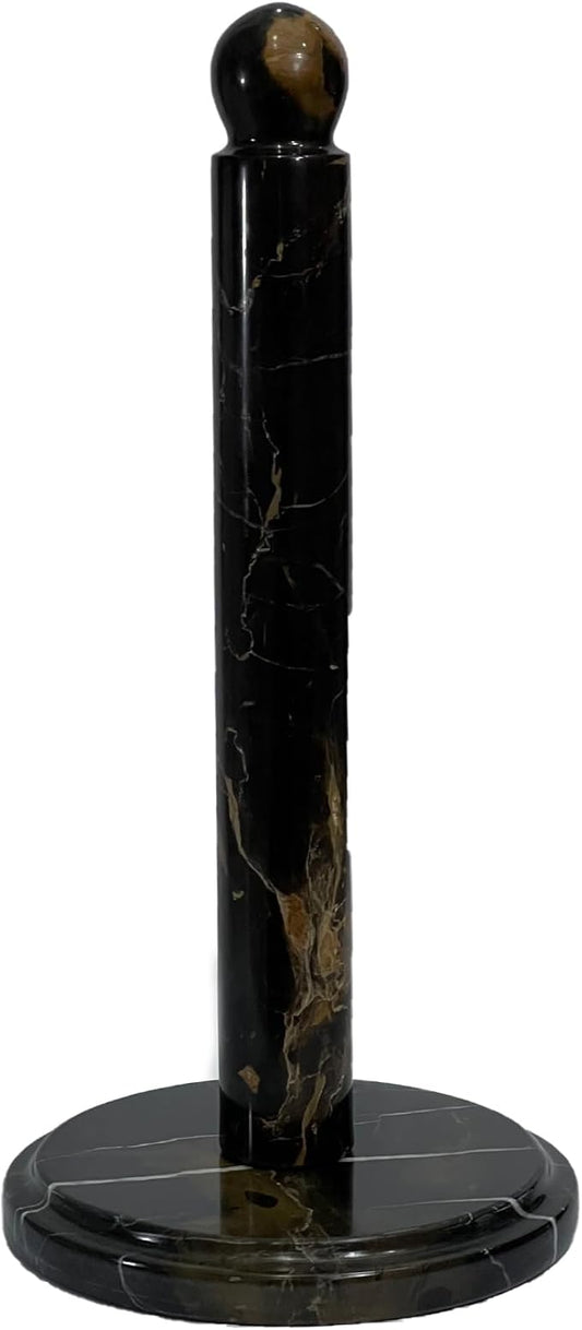 Handmade Black and Gold Marble Paper Towel Holder – Luxury Countertop Stand for Kitchen, Dining, or Bathroom – Natural Stone Decor with Golden Veining – Elegant Housewarming Gift