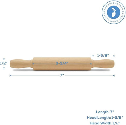 Wooden Mini Rolling Pin, 7 Inches Long, Pack of 50, Perfect for Fondant, Pasta, Baking in the Kitchen, Crafting, by Woodpeckers - Image 2